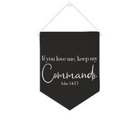 Yelolyio Drapeau mural en toile avec citation inspirante « If You Love Me, Keep My Commands.John 14 : 15 » - Décoration murale à suspendre - 25,4 x 30,5 cm - Cadeau de pendaison de crémaillère
