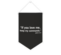 Yelolyio Drapeau mural en toile avec citation inspirante « If You Love Me, Keep My Commands.John 14 : 15 » - Décoration murale à suspendre - 25,4 x 38,1 cm - Cadeau de pendaison de crémaillère