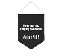 Yelolyio Drapeau mural en toile avec citation inspirante « If You Love Me, Keep My Commands.John 14 : 15 » - Décoration murale à suspendre - 25,4 x 30,5 cm - Cadeau de pendaison de crémaillère