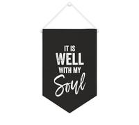 Yelolyio Drapeau mural en toile avec citation inspirante « It Is Well With My Soul » - Décoration murale pour la maison et le bureau - 25,4 x 38,1 cm - Cadeau de pendaison de crémaillère