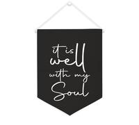 Yelolyio Drapeau mural en toile avec citation inspirante « It Is Well with My Soul » - Décoration murale pour la maison et le bureau - 30,5 x 40,6 cm - Cadeau de pendaison de crémaillère