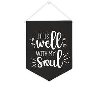 Yelolyio Drapeau mural en toile avec citation inspirante « It Is Well with My Soul » - Décoration murale pour la maison et le bureau - 30,5 x 40,6 cm - Cadeau de pendaison de crémaillère
