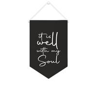 Yelolyio Drapeau mural en toile avec citation inspirante « It Is Well with My Soul » - Décoration murale pour la maison et le bureau - 25,4 x 38,1 cm - Cadeau de pendaison de crémaillère