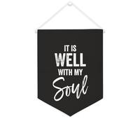 Yelolyio Drapeau mural en toile avec citation inspirante « It Is Well With My Soul » - Décoration murale pour la maison et le bureau - 30,5 x 40,6 cm - Cadeau de pendaison de crémaillère