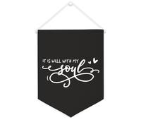 Yelolyio Drapeau mural en toile avec citation inspirante « It Is Well with My Soul » - Décoration murale pour la maison et le bureau - 30,5 x 40,6 cm - Cadeau de pendaison de crémaillère