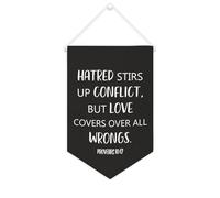 Yelolyio Drapeau mural en toile avec citation inspirante - La haine suscite le conflit, mais l'amour couvre tous les faux. Bannière murale à suspendre - Décoration de maison ou de bureau - 25,4 x 38,1