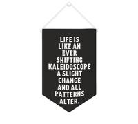 Yelolyio Drapeau mural en toile avec citation inspirante - La vie est comme un kaléidoscope en constante évolution - Bannière murale à suspendre - 25,4 x 38,1 cm - Cadeau de pendaison de crémaillère