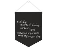Yelolyio Drapeau mural en toile avec citation inspirante « Leadership Is A Way of Thinking, A Way of Acting And Most Importantly » - Bannière murale à suspendre - Décoration de bureau - 30,5 x 40,6 cm