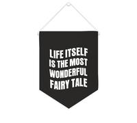 Yelolyio Drapeau mural en toile avec citation inspirante « Life Itself Is The Most Wonderful Fairy Tale » - Décoration murale - 25,4 x 30,5 cm - Cadeau de pendaison de crémaillère