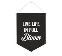 Yelolyio Drapeau mural en toile avec citation inspirante « Live Life In Full Bloom » - Décoration murale à suspendre - 30,5 x 40,6 cm - Cadeau de pendaison de crémaillère