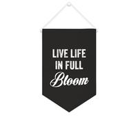 Yelolyio Drapeau mural en toile avec citation inspirante « Live Life in Full Bloom » - Décoration murale à suspendre - 25,4 x 38,1 cm - Cadeau de pendaison de crémaillère