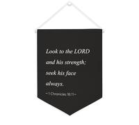 Yelolyio Drapeau mural en toile avec citation inspirante « Look to The LORD And His Strength ; Seek His Face Always » - Bannière murale à suspendre - 30,5 x 40,6 cm - Cadeau de pendaison de