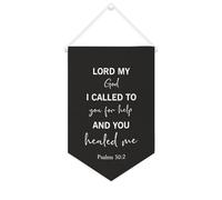 Yelolyio Drapeau mural en toile avec citation inspirante « Lord My God,I Called to You for Help » - Décoration murale - 25,4 x 38,1 cm - Cadeau de pendaison de crémaillère