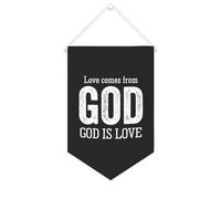 Yelolyio Drapeau mural en toile avec citation inspirante « Love Comes from God. God Is Love » - Bannière à suspendre - Décoration de maison ou de bureau - 25,4 x 38,1 cm - Cadeau de pendaison de