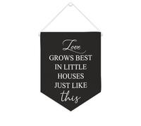 Yelolyio Drapeau mural en toile avec citation inspirante « Love Grows Best in Little Houses Just Like This » - Décoration murale - 25,4 x 30,5 cm - Cadeau de pendaison de crémaillère