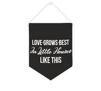 Yelolyio Drapeau mural en toile avec citation inspirante « Love Grows Best In Little Houses Like This » - Décoration murale - 25,4 x 30,5 cm - Cadeau de pendaison de crémaillère