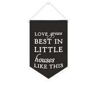 Yelolyio Drapeau mural en toile avec citation inspirante « Love Grows Best In Little Houses Like This » - Décoration murale - 25,4 x 38,1 cm - Cadeau de pendaison de crémaillère
