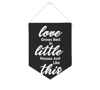 Yelolyio Drapeau mural en toile avec citation inspirante « Love Grows Best In Little Houses Like This » - Décoration murale - 25,4 x 30,5 cm - Cadeau de pendaison de crémaillère