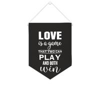 Yelolyio Drapeau mural en toile avec citation inspirante « Love Is A Game That Two Can Play And Both Win » - Bannière murale à suspendre - Décoration de maison ou de bureau - 25,4 x 30,5 cm - Cadeau