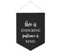 Yelolyio Drapeau mural en toile avec citation inspirante « Love Is Enduring Patience Is Kind » - Décoration murale - 30,5 x 40,6 cm - Cadeau de pendaison de crémaillère