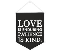 Yelolyio Drapeau mural en toile avec citation inspirante « Love Is Enduring Patience Is Kind » - Décoration murale - 30,5 x 40,6 cm - Cadeau de pendaison de crémaillère