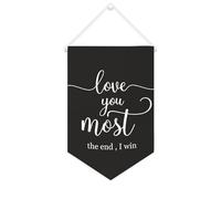 Yelolyio Drapeau mural en toile avec citation inspirante « Love You Most», « The End » et « I Win » - Décoration murale - 25,4 x 38,1 cm - Cadeau de pendaison de crémaillère