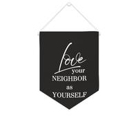 Yelolyio Drapeau mural en toile avec citation inspirante « Love Your Neighbor As Yourself » - Bannière à suspendre - Décoration de maison ou de bureau - 25,4 x 30,5 cm - Cadeau de pendaison de