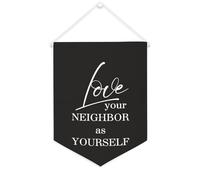 Yelolyio Drapeau mural en toile avec citation inspirante « Love Your Neighbor As Yourself » - Bannière à suspendre - Décoration de maison ou de bureau - 30,5 x 40,6 cm - Cadeau de pendaison de