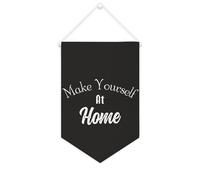 Yelolyio Drapeau mural en toile avec citation inspirante « Make Yourself At Home » - Bannière à suspendre - Décoration de bureau - 25,4 x 38,1 cm - Cadeau de pendaison de crémaillère