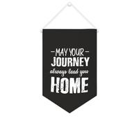Yelolyio Drapeau mural en toile avec citation inspirante « May Your Journey Always Lead You » - Décoration murale à suspendre - 25,4 x 38,1 cm - Cadeau de pendaison de crémaillère