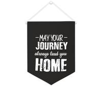 Yelolyio Drapeau mural en toile avec citation inspirante « May Your Journey Always Lead You » - Décoration murale à suspendre - 30,5 x 40,6 cm - Cadeau de pendaison de crémaillère