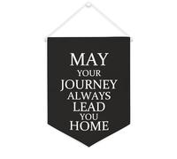 Yelolyio Drapeau mural en toile avec citation inspirante « May Your Journey Always Lead You » - Décoration murale à suspendre - 30,5 x 40,6 cm - Cadeau de pendaison de crémaillère
