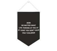 Yelolyio Drapeau mural en toile avec citation inspirante « Mom No Matter What Life Throws at You » - Bannière à suspendre - Décoration de maison ou de bureau - 25,4 x 38,1 cm - Cadeau de pendaison de