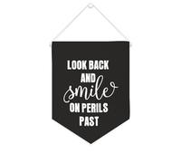 Yelolyio Drapeau mural en toile avec citation inspirante - Motif drapeau - Look Back And Smile on Perils past - Décoration murale - 25,4 x 30,5 cm - Cadeau de pendaison de crémaillère