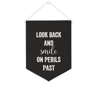 Yelolyio Drapeau mural en toile avec citation inspirante - Motif drapeau - Look Back And Smile on Perils past - Décoration murale - 30,5 x 40,6 cm - Cadeau de pendaison de crémaillère