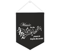 Yelolyio Drapeau mural en toile avec citation inspirante « Music Has The Power to Inspire The World » - Bannière murale à suspendre pour la maison et le bureau - 30,5 x 40,6 cm - Cadeau de pendaison