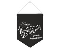 Yelolyio Drapeau mural en toile avec citation inspirante « Music Has The Power to Inspire The World » - Bannière murale à suspendre - 25,4 x 30,5 cm - Cadeau de pendaison de crémaillère