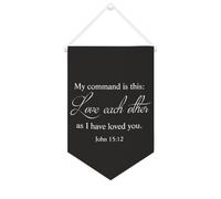 Yelolyio Drapeau mural en toile avec citation inspirante « My Command Is This Love Each Other As I Have Loved You » - Décoration murale - 25,4 x 38,1 cm - Cadeau de pendaison de crémaillère