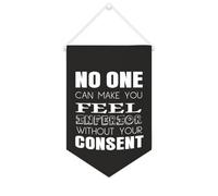 Yelolyio Drapeau mural en toile avec citation inspirante « No One Can Make You Feel Inferior Without Your Consent » - Bannière murale à suspendre - 25,4 x 38,1 cm - Cadeau de pendaison de crémaillère