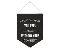 Yelolyio Drapeau mural en toile avec citation inspirante « No One Can Make You Feel Inferior Without Your Consent » - Bannière murale à suspendre - 25,4 x 30,5 cm - Cadeau de pendaison de crémaillère