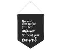 Yelolyio Drapeau mural en toile avec citation inspirante « No One Can Make You Feel Inferior Without Your Consent » - Bannière murale à suspendre - 25,4 x 30,5 cm - Cadeau de pendaison de crémaillère