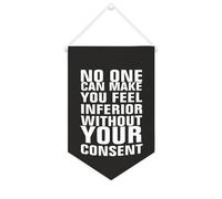 Yelolyio Drapeau mural en toile avec citation inspirante « No One Can Make You Feel Inferior Without Your Consent » - Bannière murale à suspendre - 25,4 x 38,1 cm - Cadeau de pendaison de crémaillère