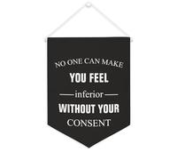 Yelolyio Drapeau mural en toile avec citation inspirante « No One Can Make You Feel Inferior Without Your Consent » - Bannière murale à suspendre - 30,5 x 40,6 cm - Cadeau de pendaison de crémaillère
