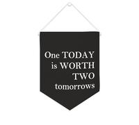 Yelolyio Drapeau mural en toile avec citation inspirante « One Today Is Worth Two Tomorrows » - Décoration murale - 25,4 x 30,5 cm - Cadeau de pendaison de crémaillère