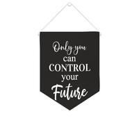 Yelolyio Drapeau mural en toile avec citation inspirante « Only You Can Control Your Future » - Bannière à suspendre pour la maison et le bureau - 25,4 x 30,5 cm - Cadeau de pendaison de crémaillère