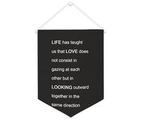 Yelolyio Drapeau mural en toile avec citation inspirante « Pennant Life Has Taught Us That Love Does Not Consist in » - Décoration murale - 30,5 x 40,6 cm - Cadeau de pendaison de crémaillère