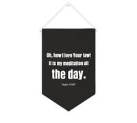 Yelolyio Drapeau mural en toile avec citation inspirante « Pennant Oh,how I Love Your Law! It Is My Meditation All The Day » - Décoration murale - Décoration de maison ou de bureau - 25,4 x 38,1 cm