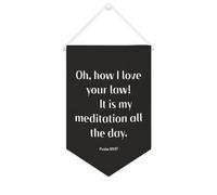 Yelolyio Drapeau mural en toile avec citation inspirante « Pennant Oh,how I Love Your Law! It Is My Meditation All The Day » - Décoration murale - Décoration de maison ou de bureau - 25,4 x 38,1 cm