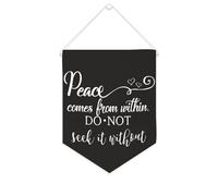Yelolyio Drapeau mural en toile avec citation inspirante - Pennant Peace Comes from Within. Do Not Seek It Without Wall Art Hanging Banner Home Office Decor 25,4 x 30,5 cm - Bannière en toile - Cadeau