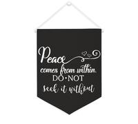 Yelolyio Drapeau mural en toile avec citation inspirante - Pennant Peace Comes from Within. Do Not Seek It Without Wall Art Hanging Banner Home Office Decor 30,5 x 40,6 cm - Bannière en toile - Cadeau